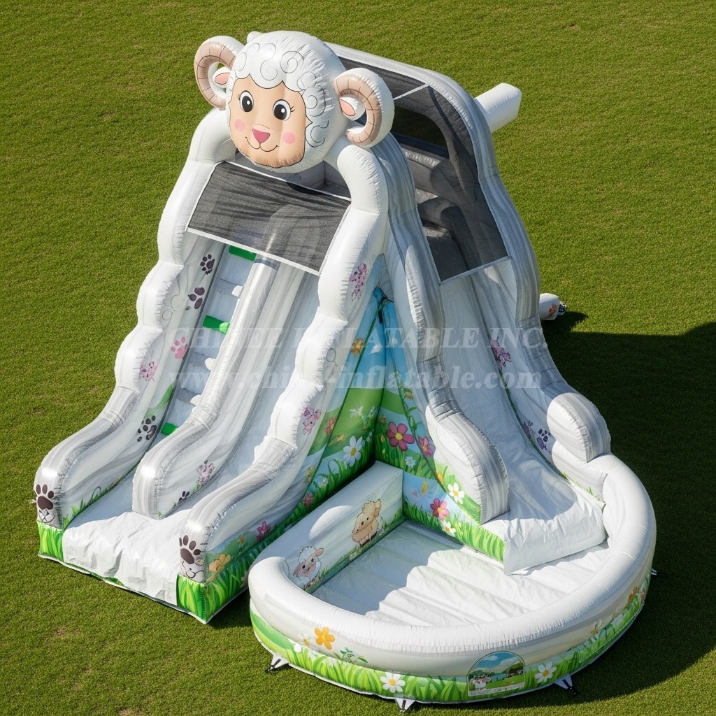 T8-5807 Sheep Theme Inflatable Water Slide