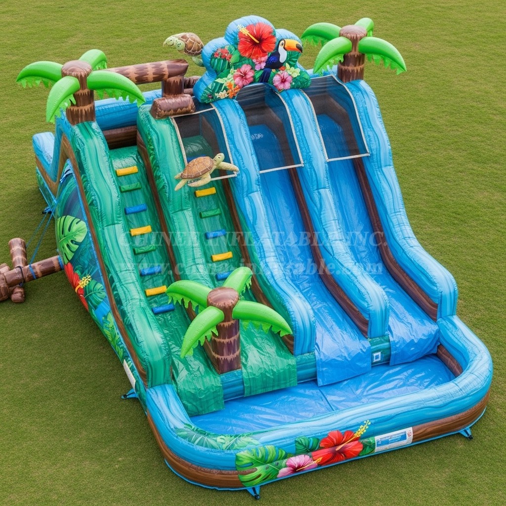T8-5847 Tropical Theme Inflatable Water Slide