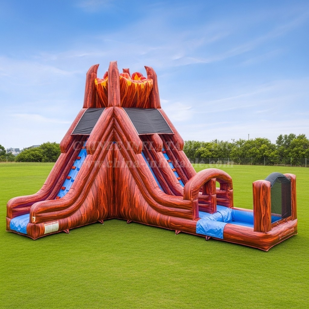 T8-5863 Volcano Theme Inflatable Water Slide