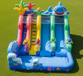T8-7122 Baby Shark Theme Inflatable Water Slide