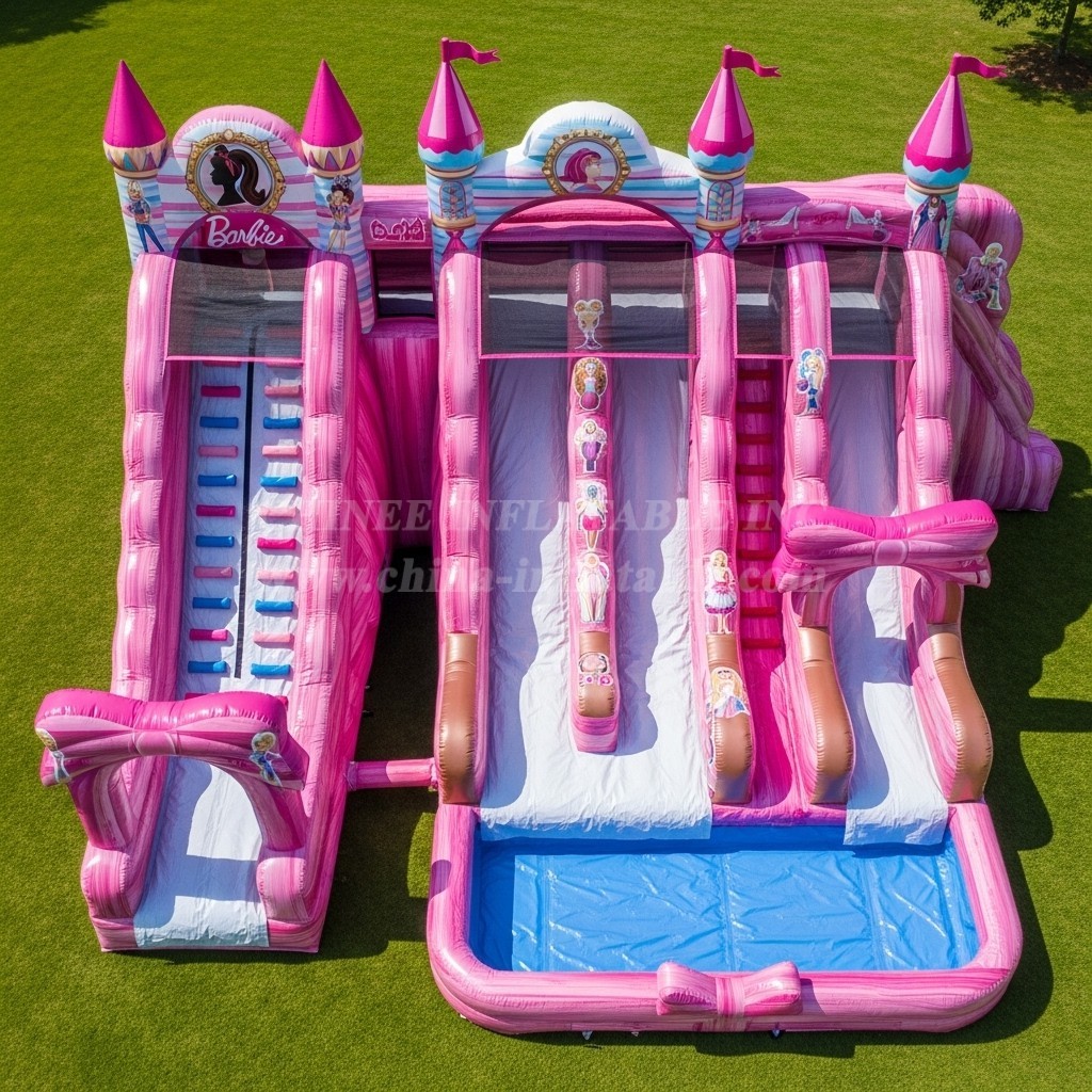 T8-7136 Barbie Theme Inflatable Water Slide