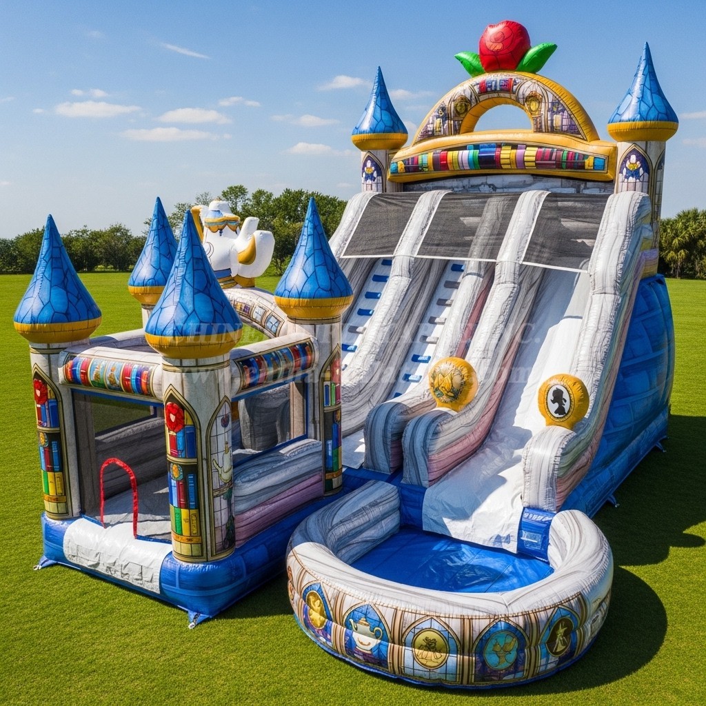 T8-7146 Beauty and the Beast Theme Inflatable Water Slide