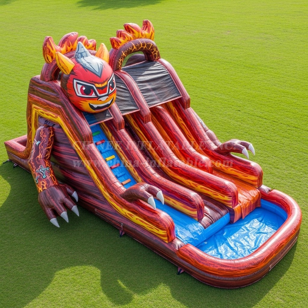 T8-7159 Blaze Monster Theme Inflatable Water Slide
