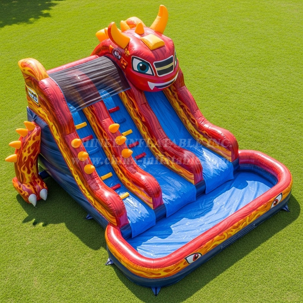 T8-7160 Blaze Monster Theme Inflatable Water Slide