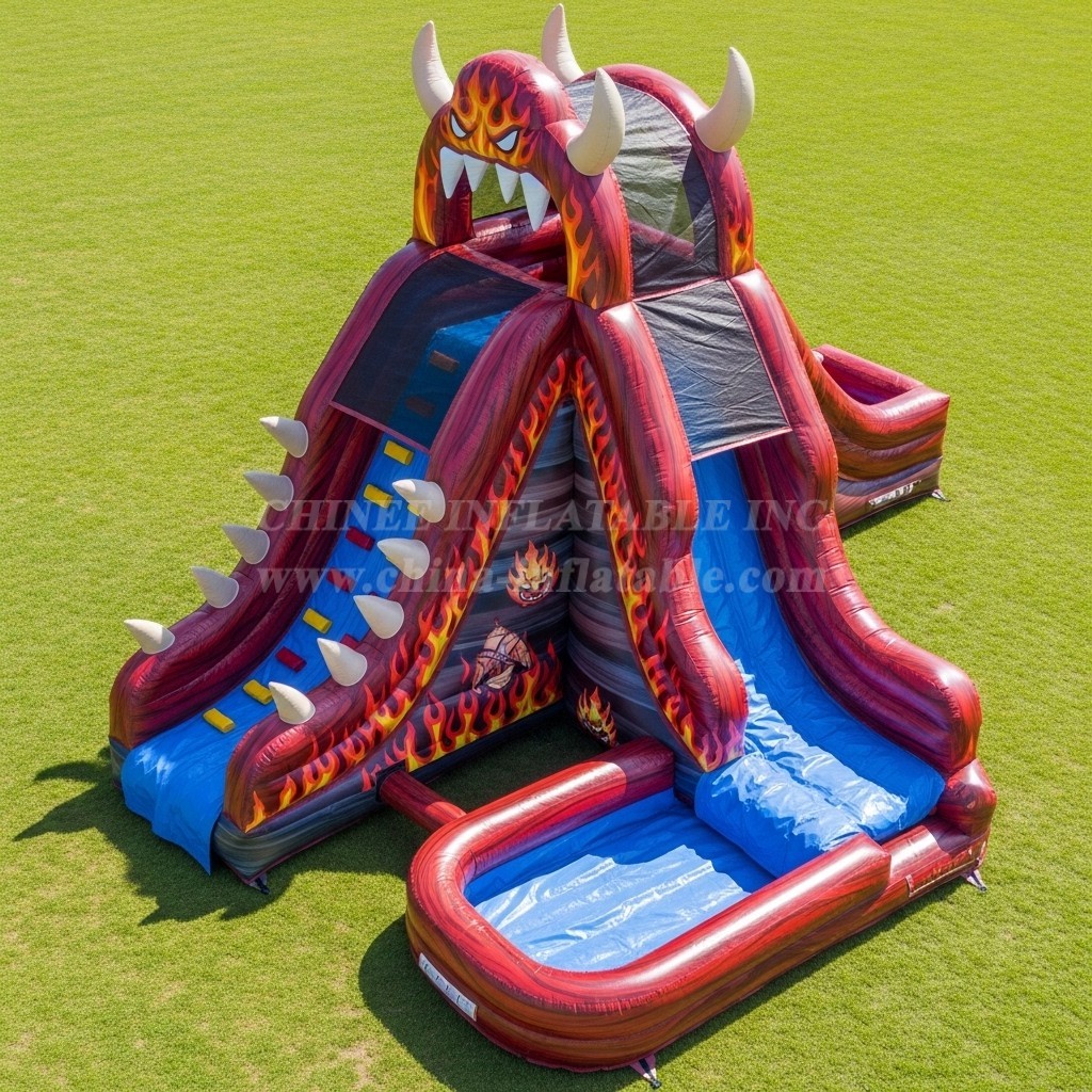 T8-7161 Blaze Monster Theme Inflatable Water Slide