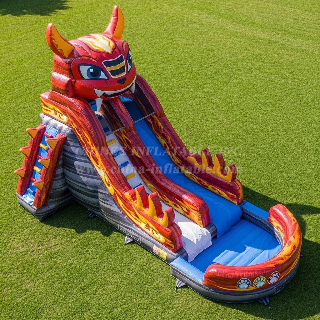 T8-7162 Blaze Monster Theme Inflatable Water Slide