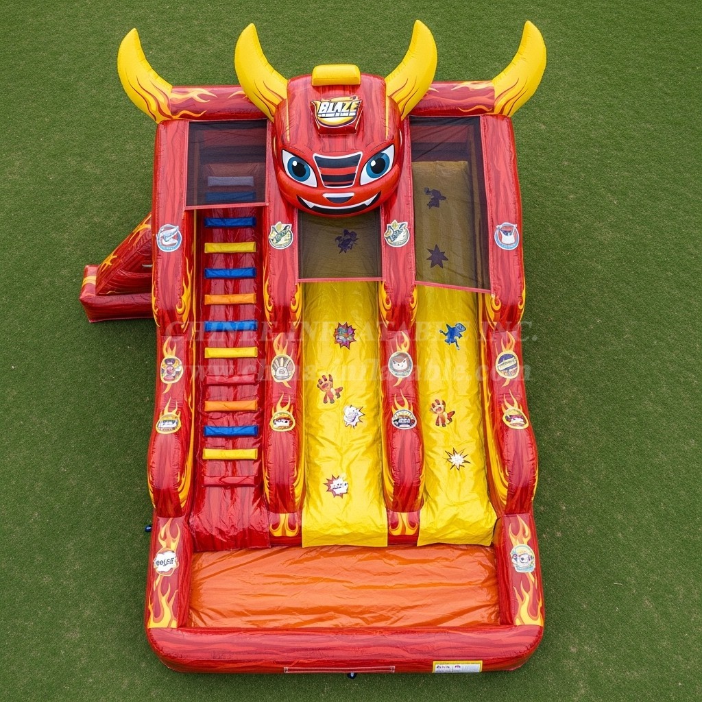 T8-7166 Blaze Monster Theme Inflatable Water Slide