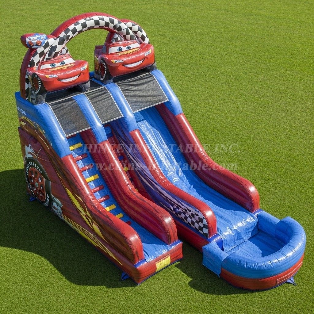 T8-7192 Cars Theme Inflatable Water Slide