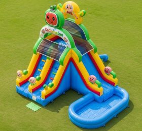 T8-7198 Cocomelon Theme Inflatable Water Slide