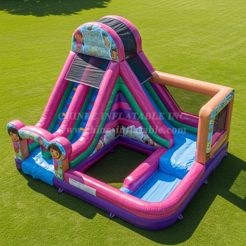 T8-7219 Dora Theme Inflatable Water Slide