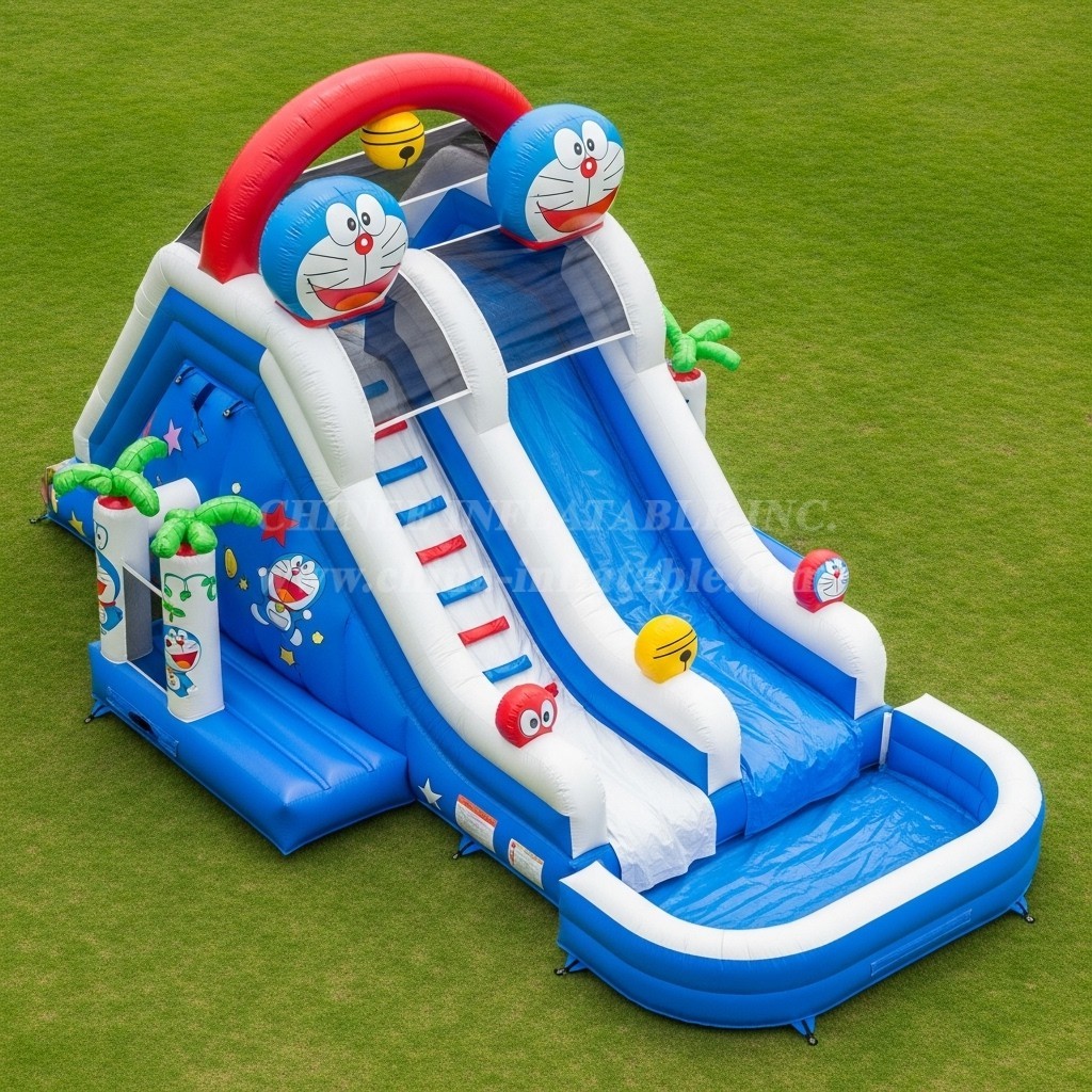 T8-7224 Doraemon Theme Inflatable Water Slide