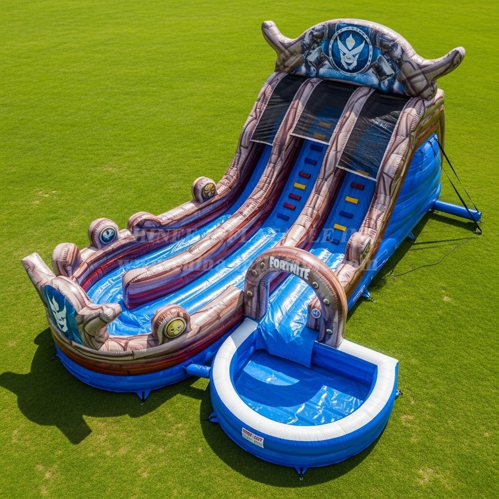 T8-7229 Fortnite Theme Inflatable Water Slide