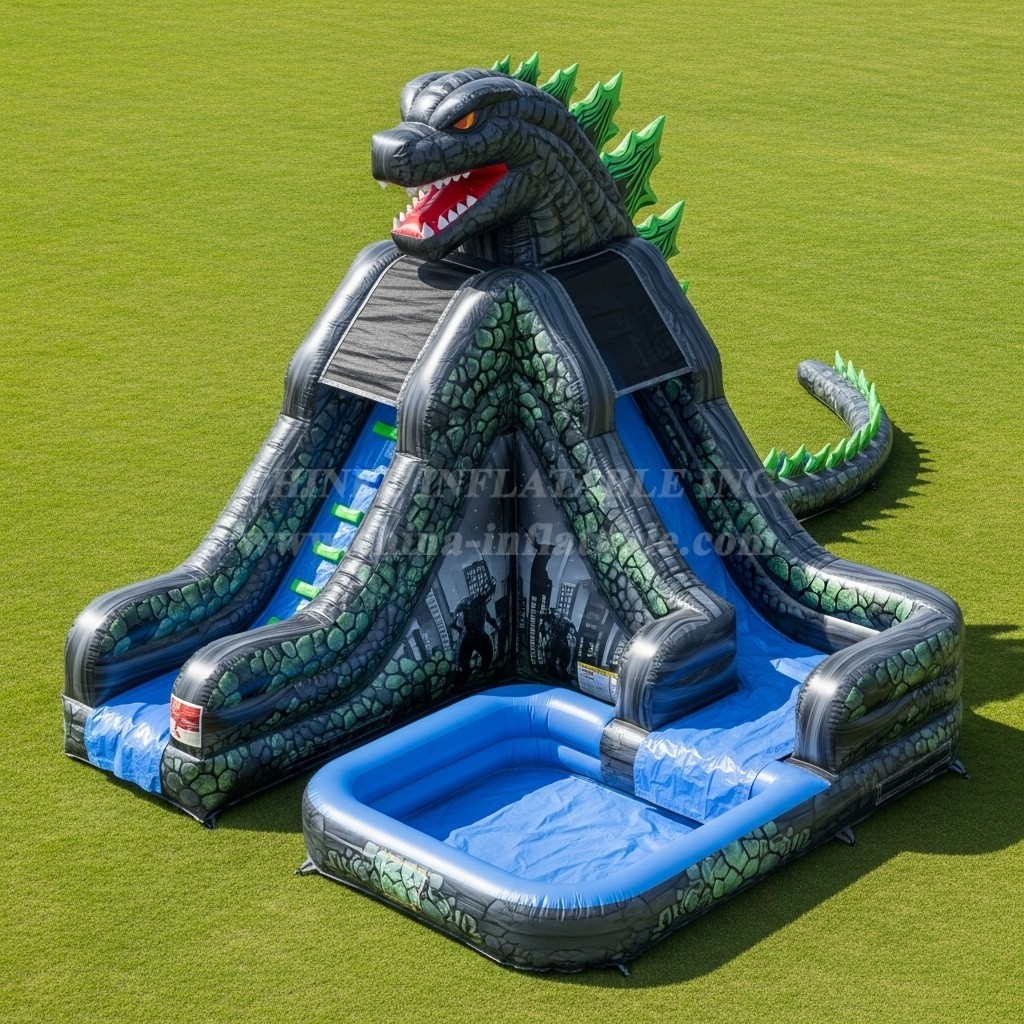 T8-7246 Godzilla Theme Inflatable Water Slide
