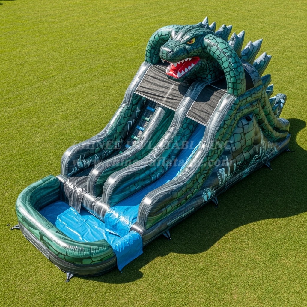 T8-7247 Godzilla Theme Inflatable Water Slide