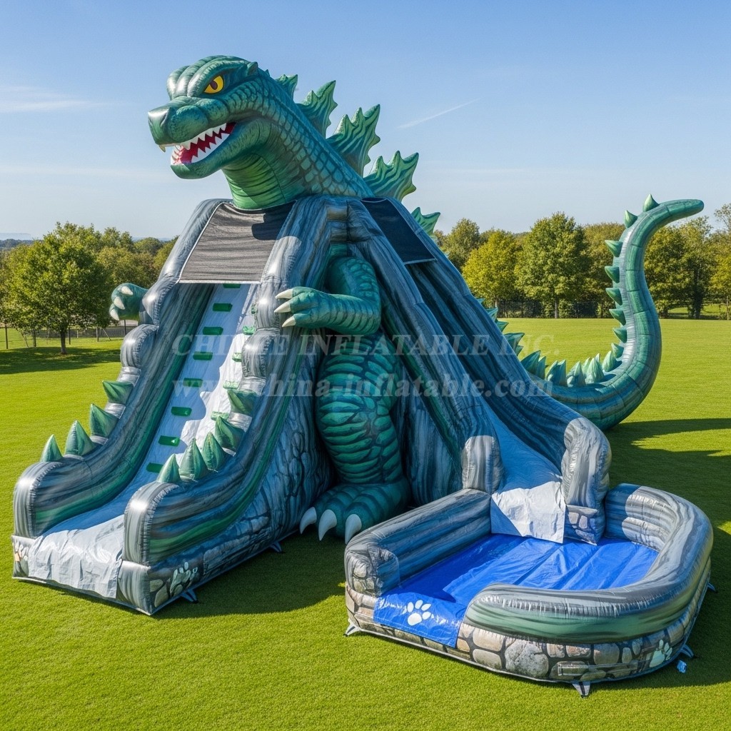 T8-7250 Godzilla Theme Inflatable Water Slide