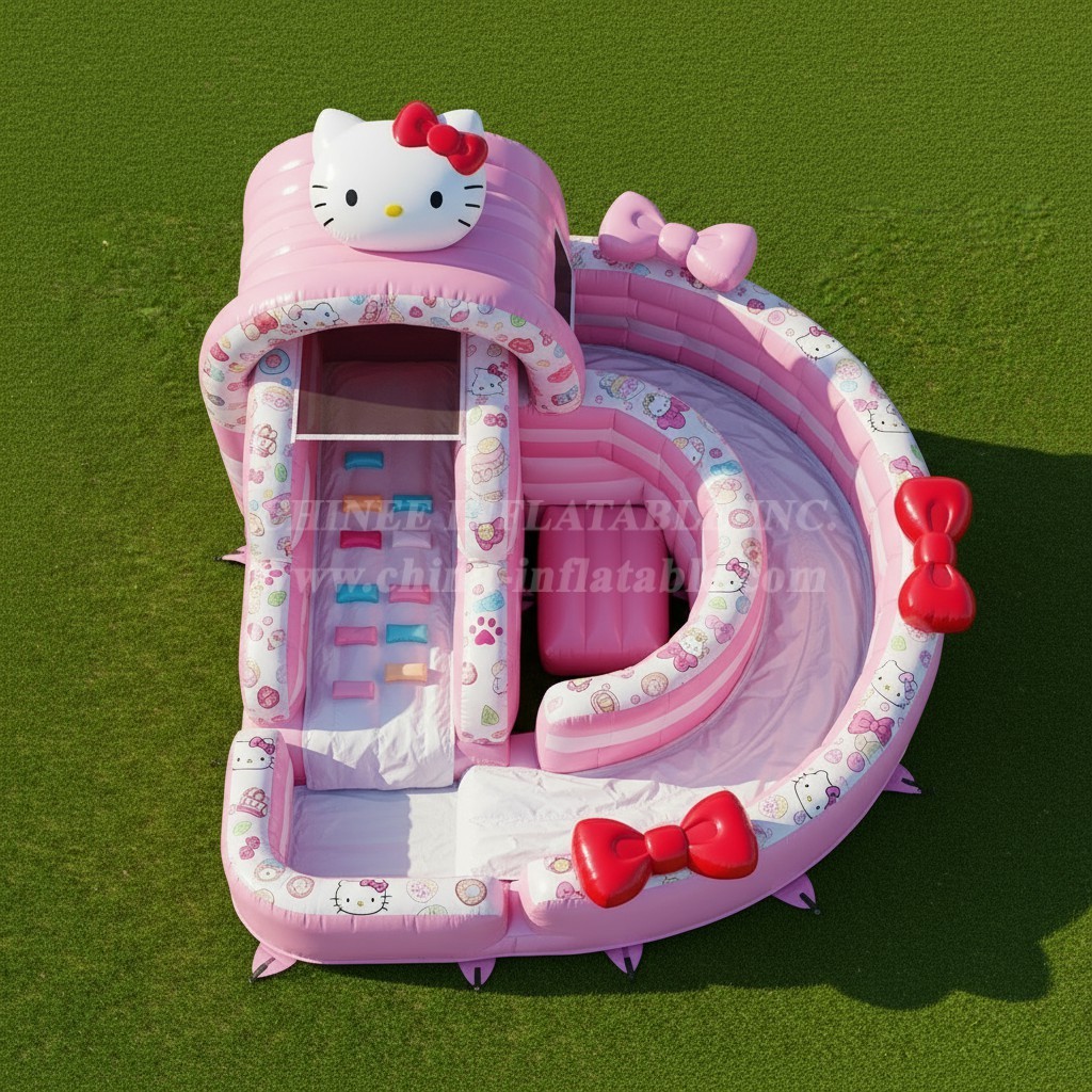T8-7263 Hello Kitty Theme Inflatable Water Slide
