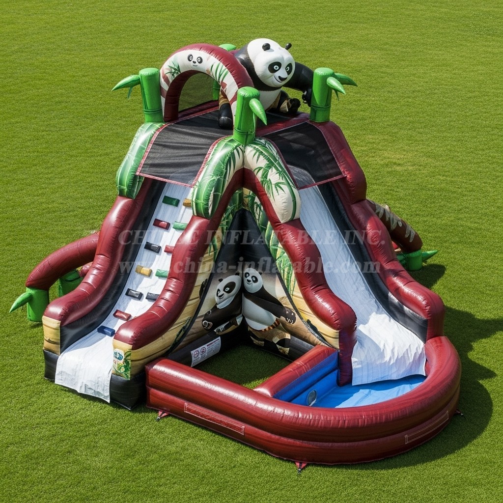 T8-7282 Kung Fu Panda Theme Inflatable Water Slide