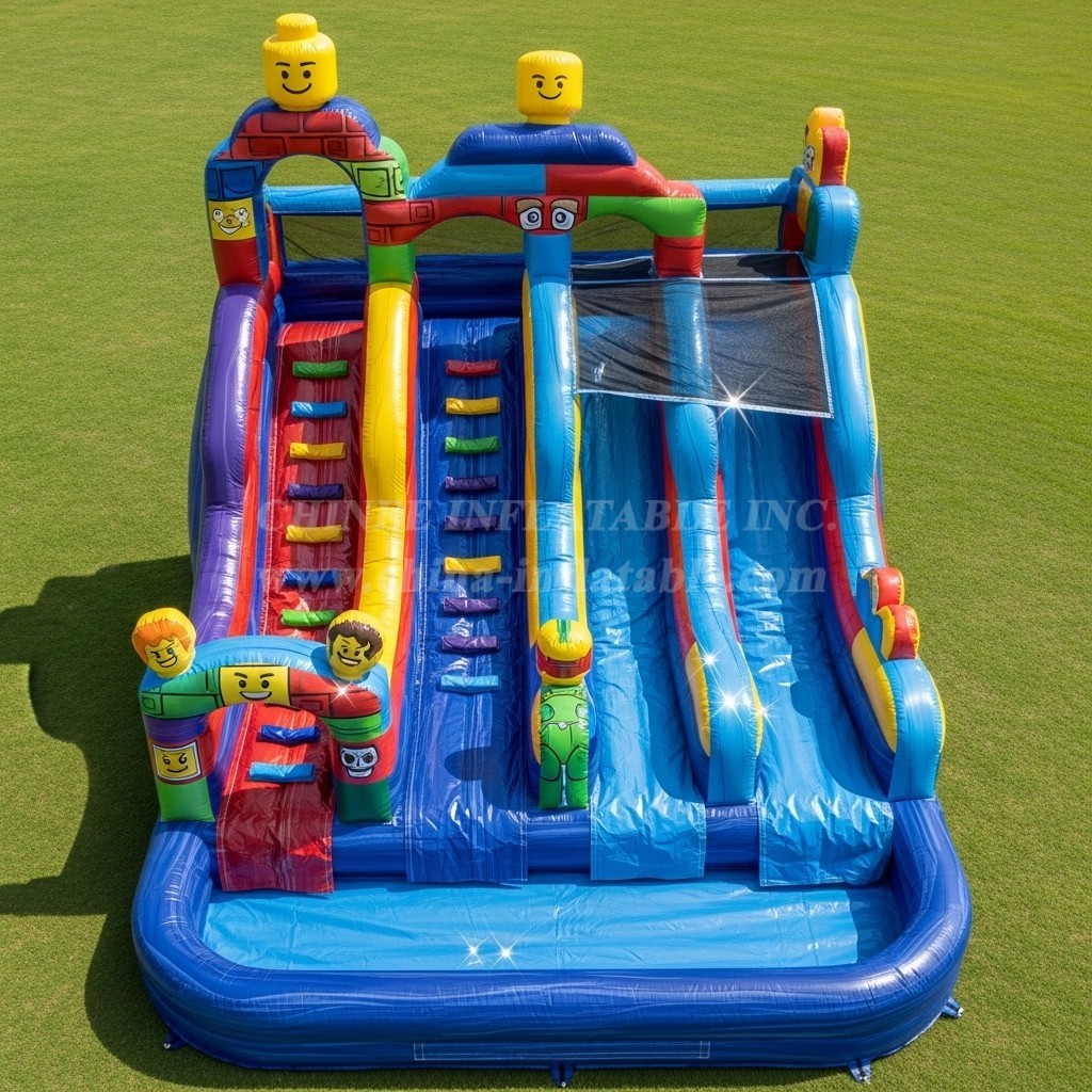 T8-7288 Lego Theme Inflatable Water Slide