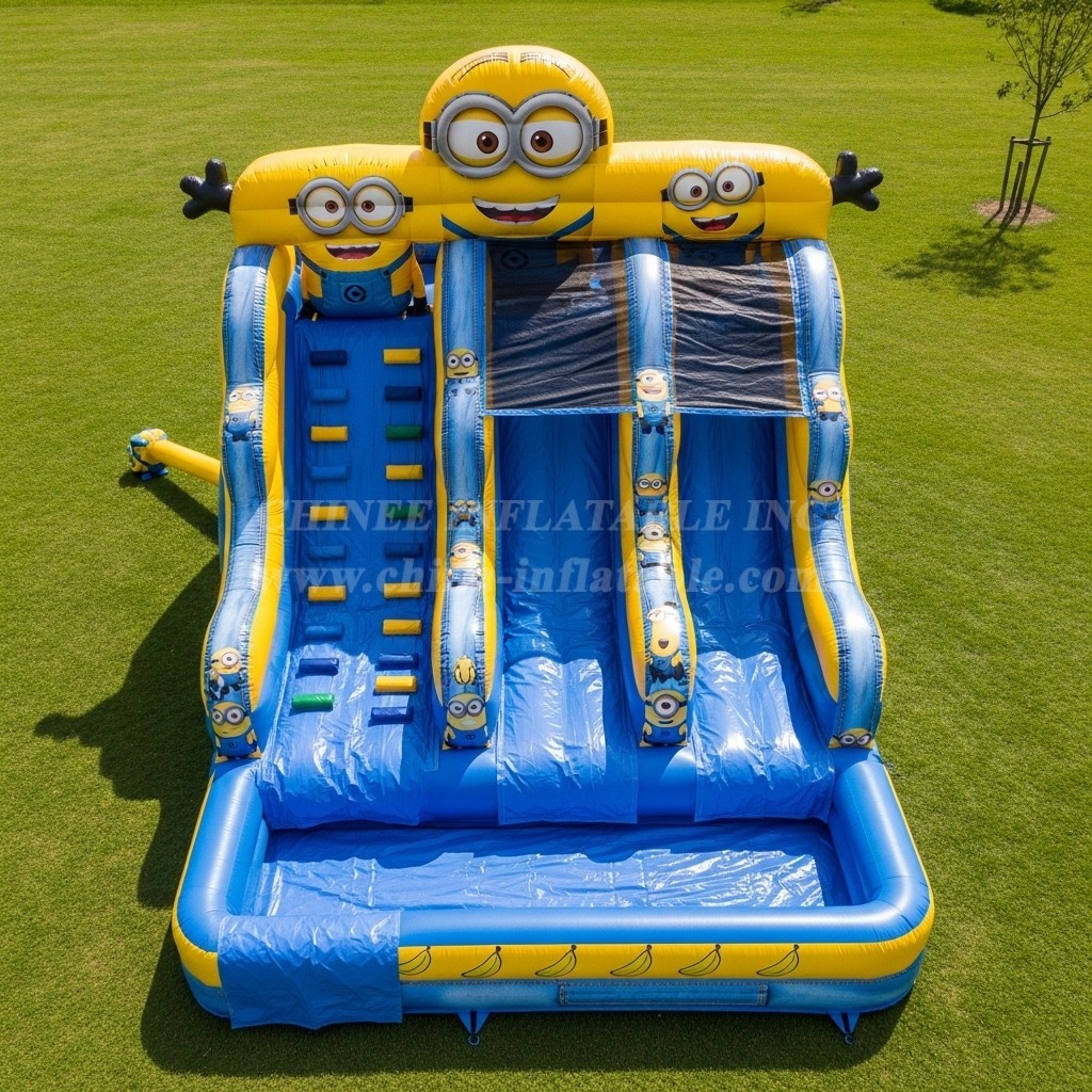 T8-7332 Minions Theme Inflatable Water Slide