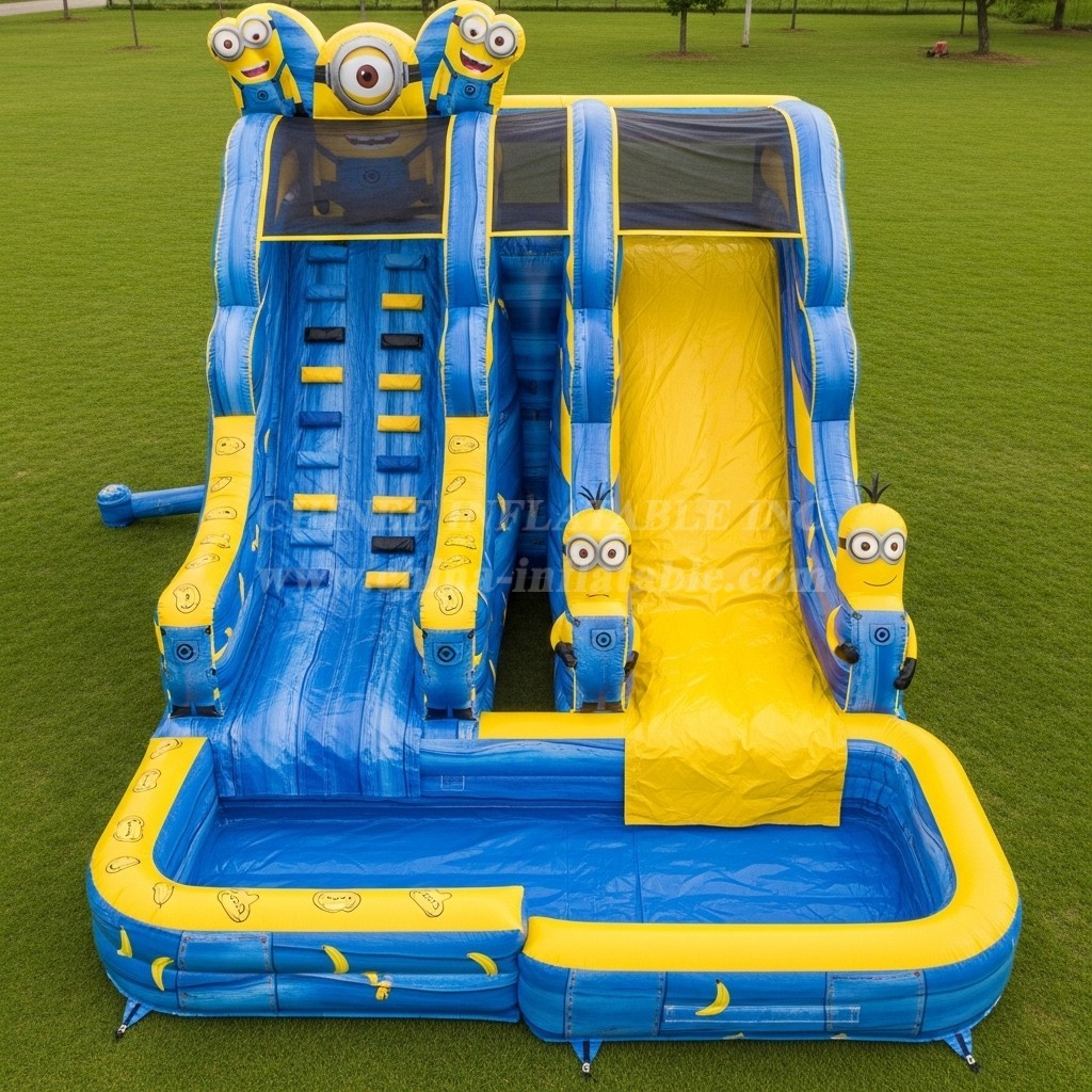 T8-7335 Minions Theme Inflatable Water Slide