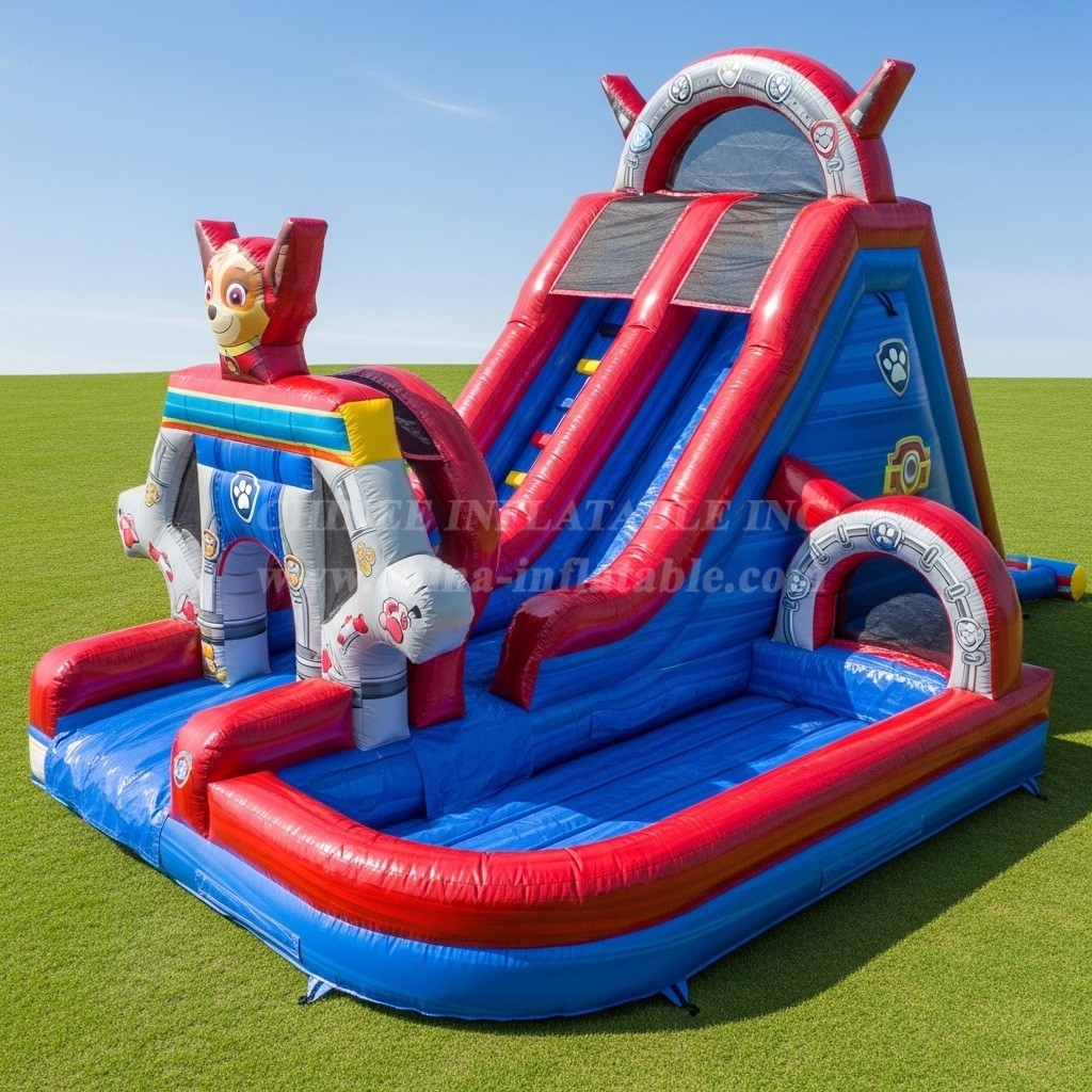 T8-7380 Paw Patrol Theme Inflatable Water Slide