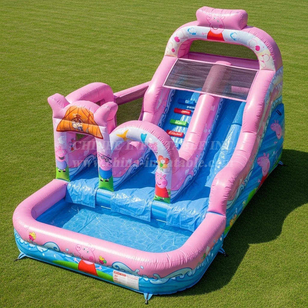 T8-7386 Peppa Pig Theme Inflatable Water Slide