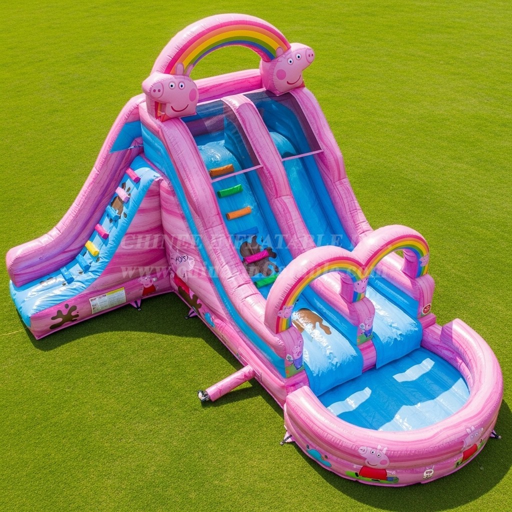 T8-7387 Peppa Pig Theme Inflatable Water Slide