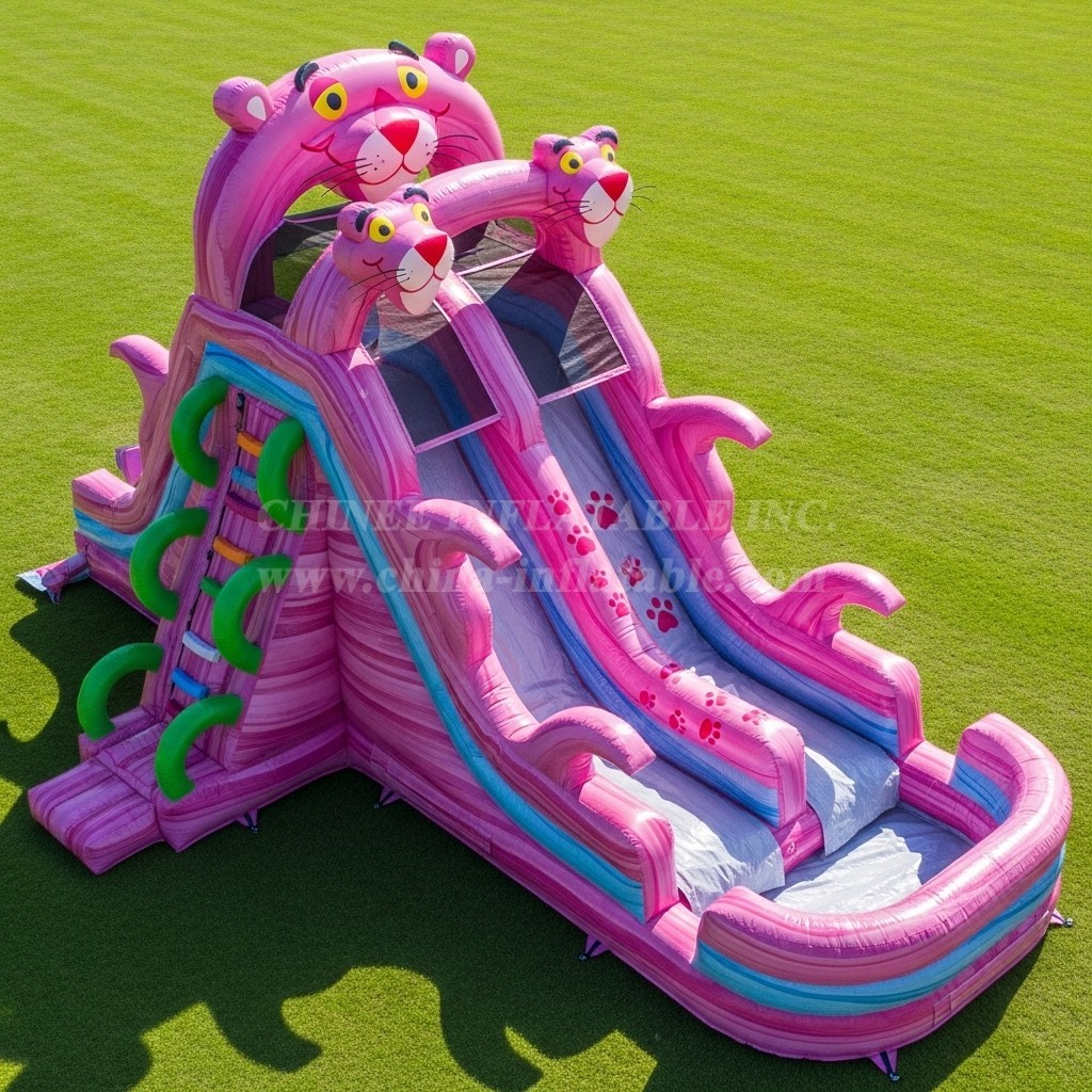 T8-7390 Pink Panther Theme Inflatable Water Slide