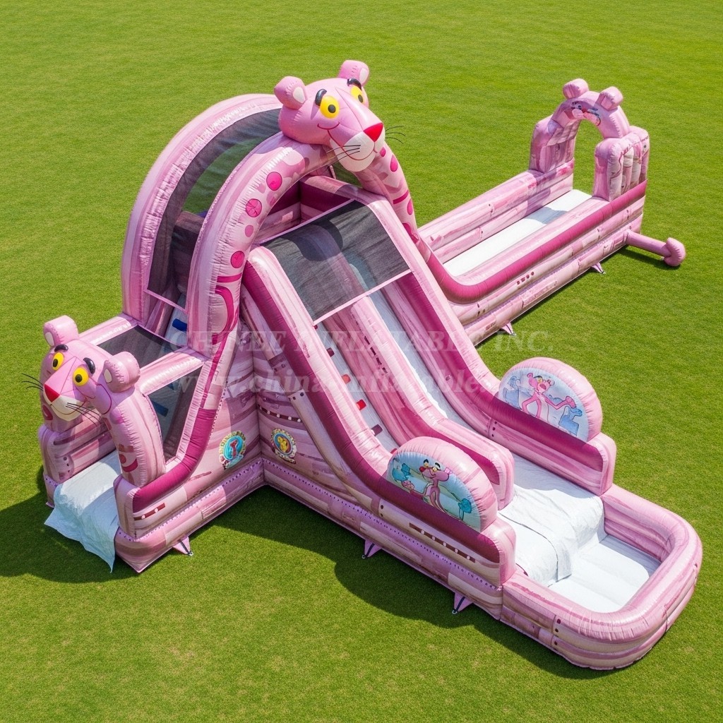 T8-7394 Pink Panther Theme Inflatable Water Slide