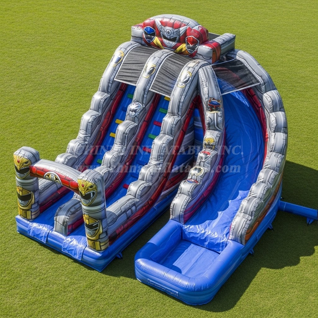 T8-7421 Power Rangers Theme Inflatable Water Slide