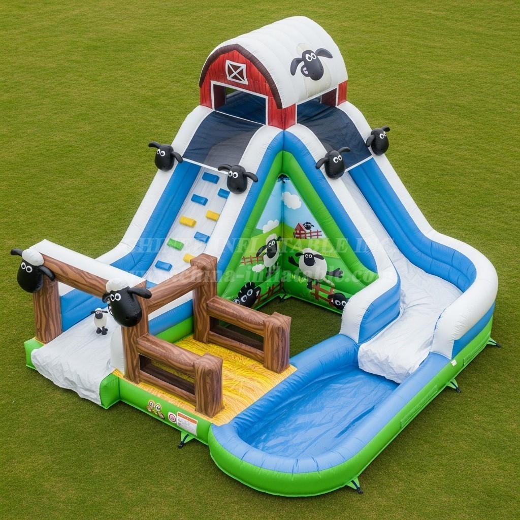 T8-7445 Shaun the Sheep Theme Inflatable Water Slide