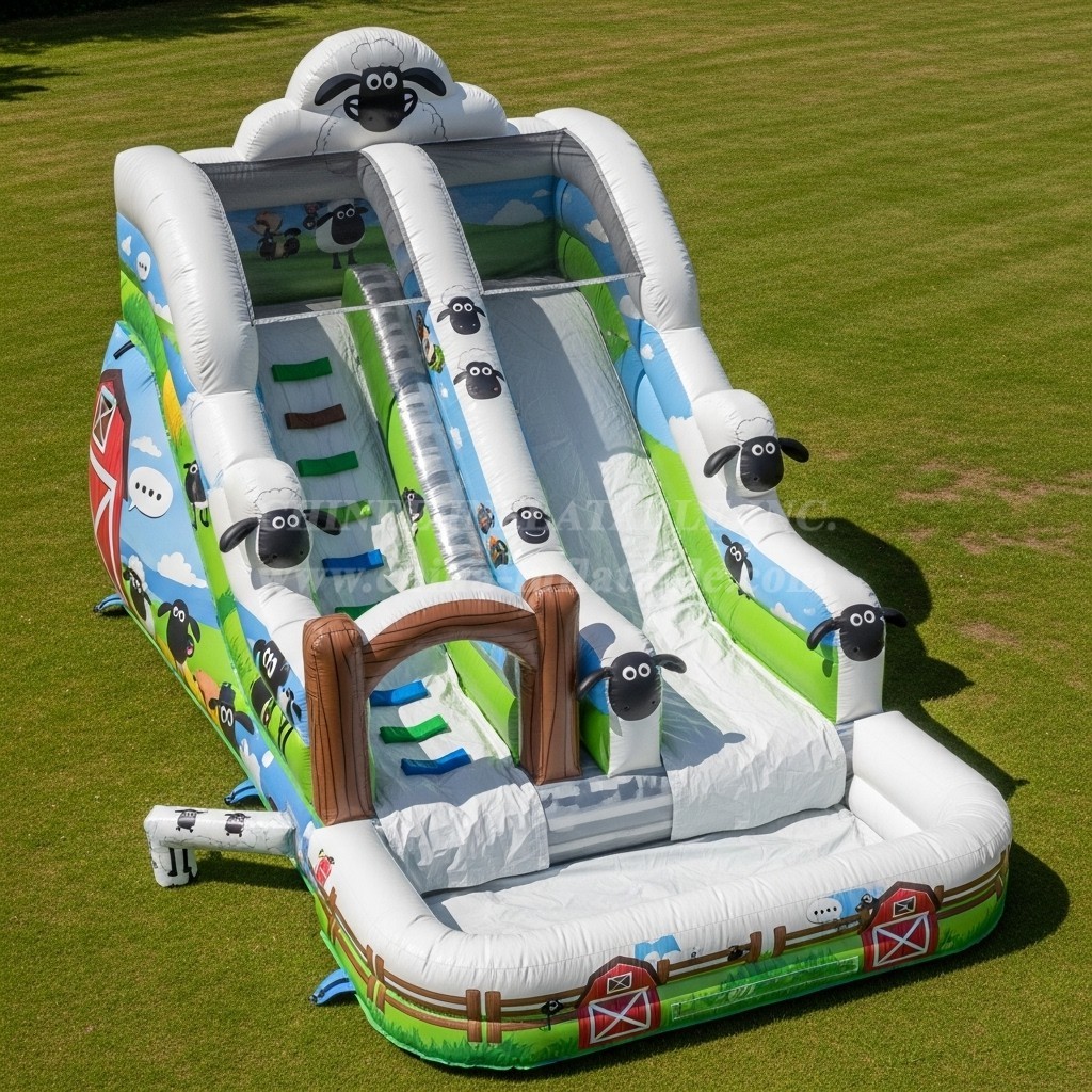 T8-7447 Shaun the Sheep Theme Inflatable Water Slide