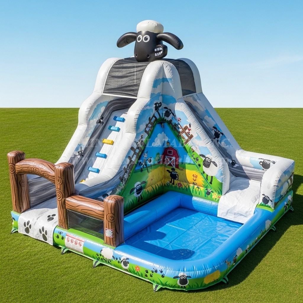 T8-7448 Shaun the Sheep Theme Inflatable Water Slide