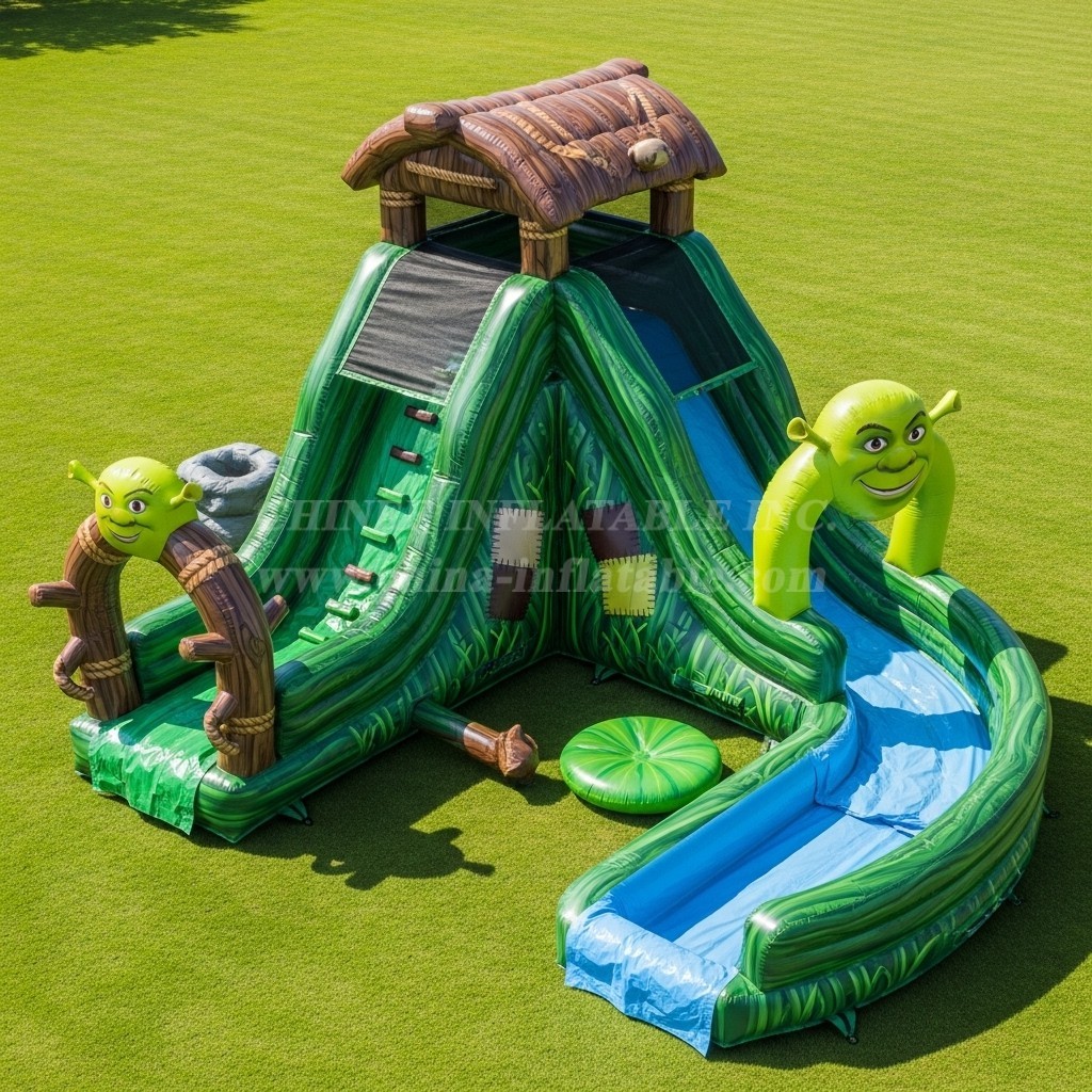 T8-7456 Shrek Theme Inflatable Water Slide
