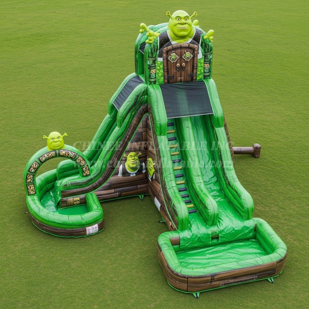 T8-7463 Shrek Theme Inflatable Water Slide