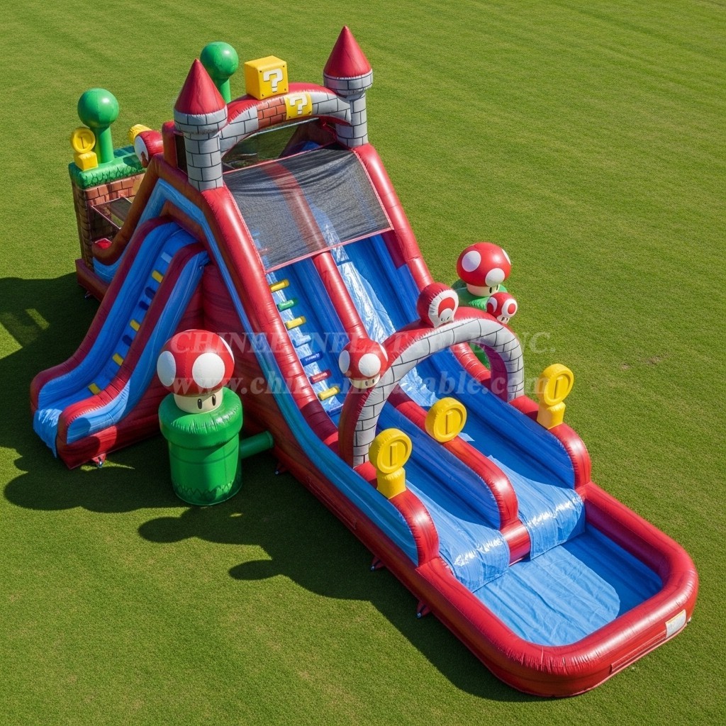 T8-7511 Super Mario Theme Inflatable Water Slide