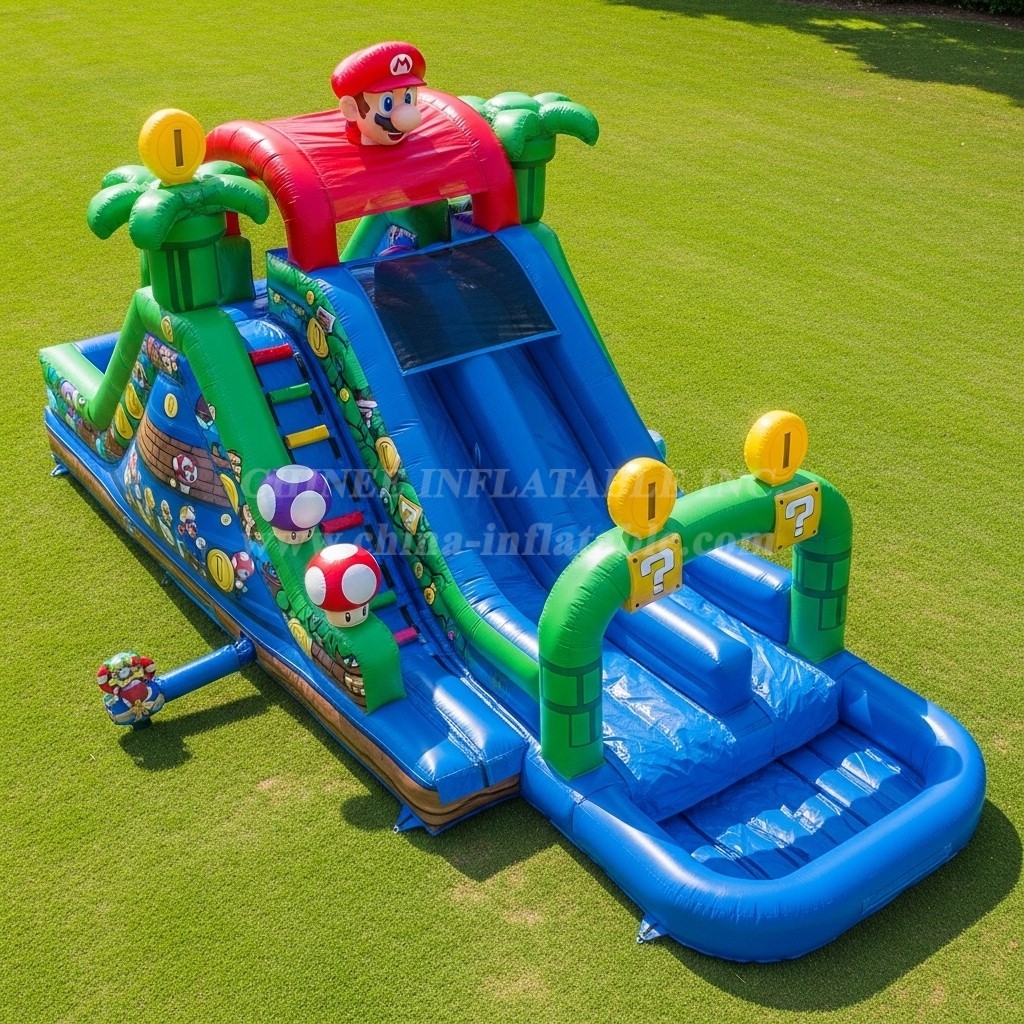 T8-7513 Super Mario Theme Inflatable Water Slide