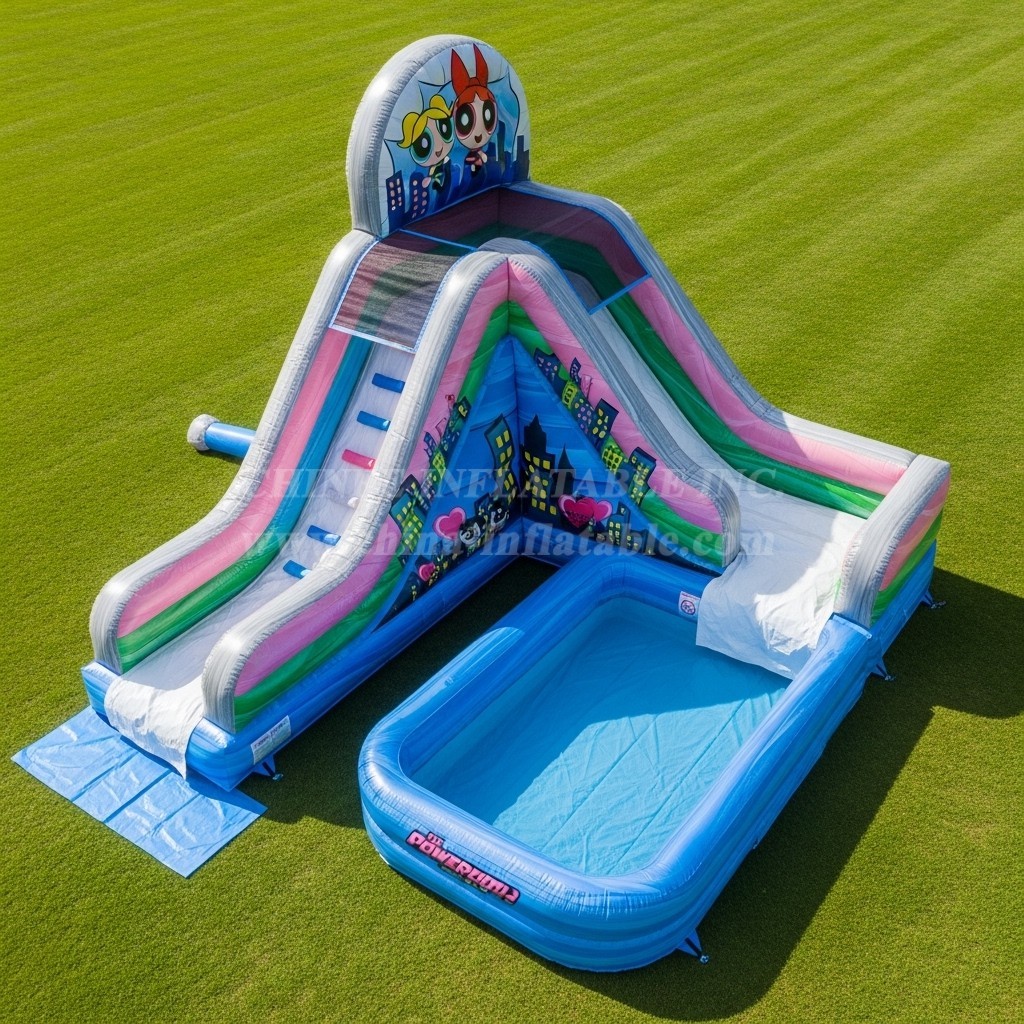 T8-7543 The Powerpuff Girls Theme Inflatable Water Slide