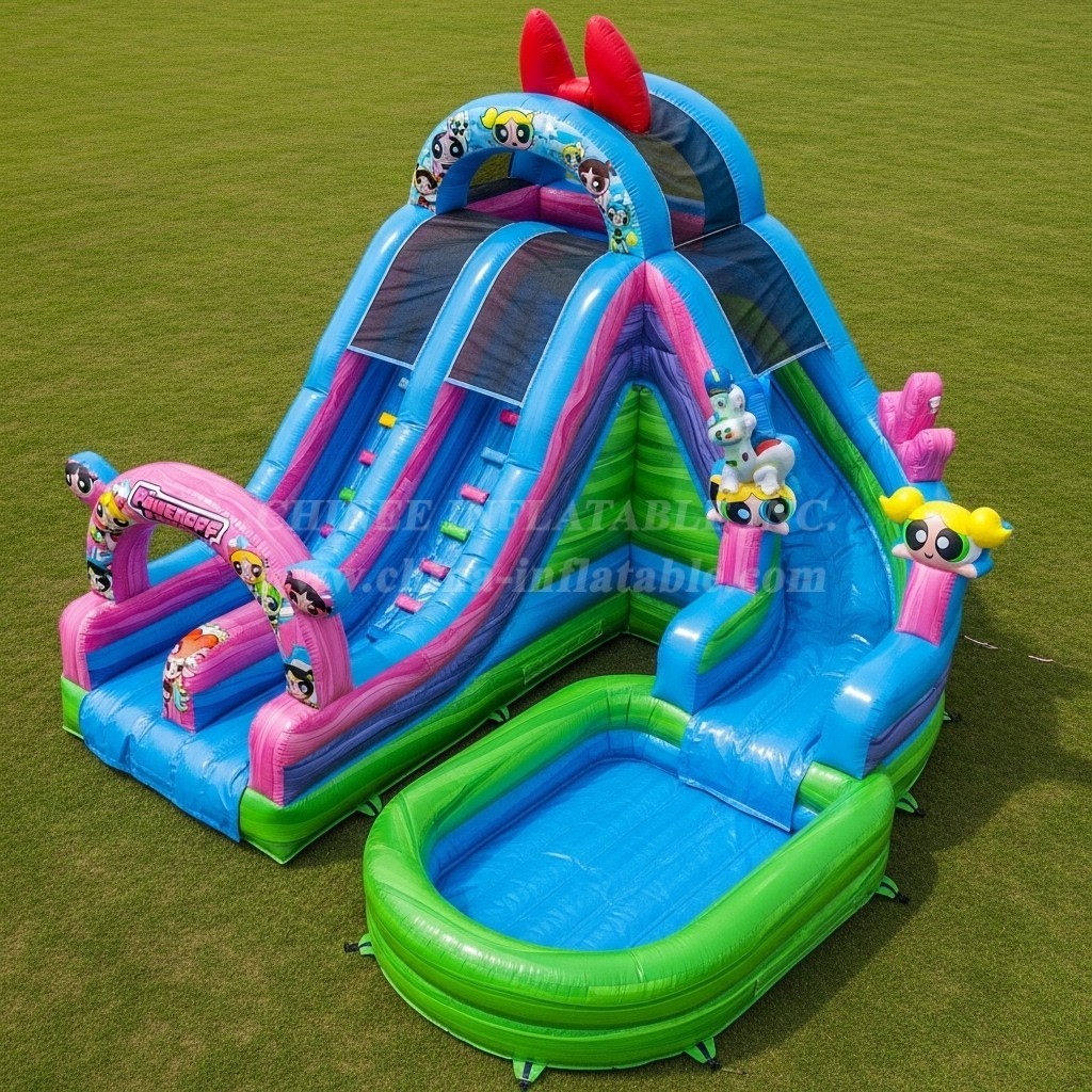 T8-7544 The Powerpuff Girls Theme Inflatable Water Slide