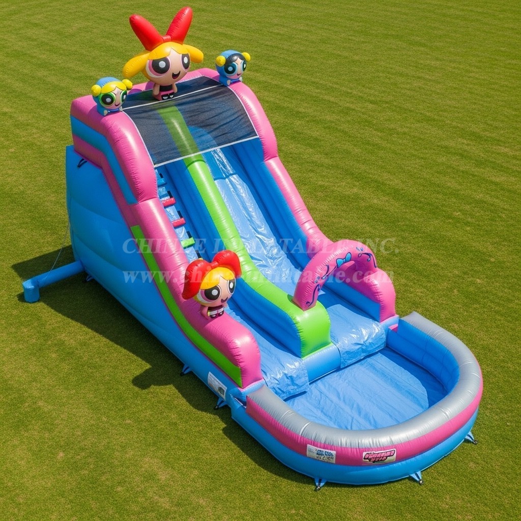 T8-7546 The Powerpuff Girls Theme Inflatable Water Slide
