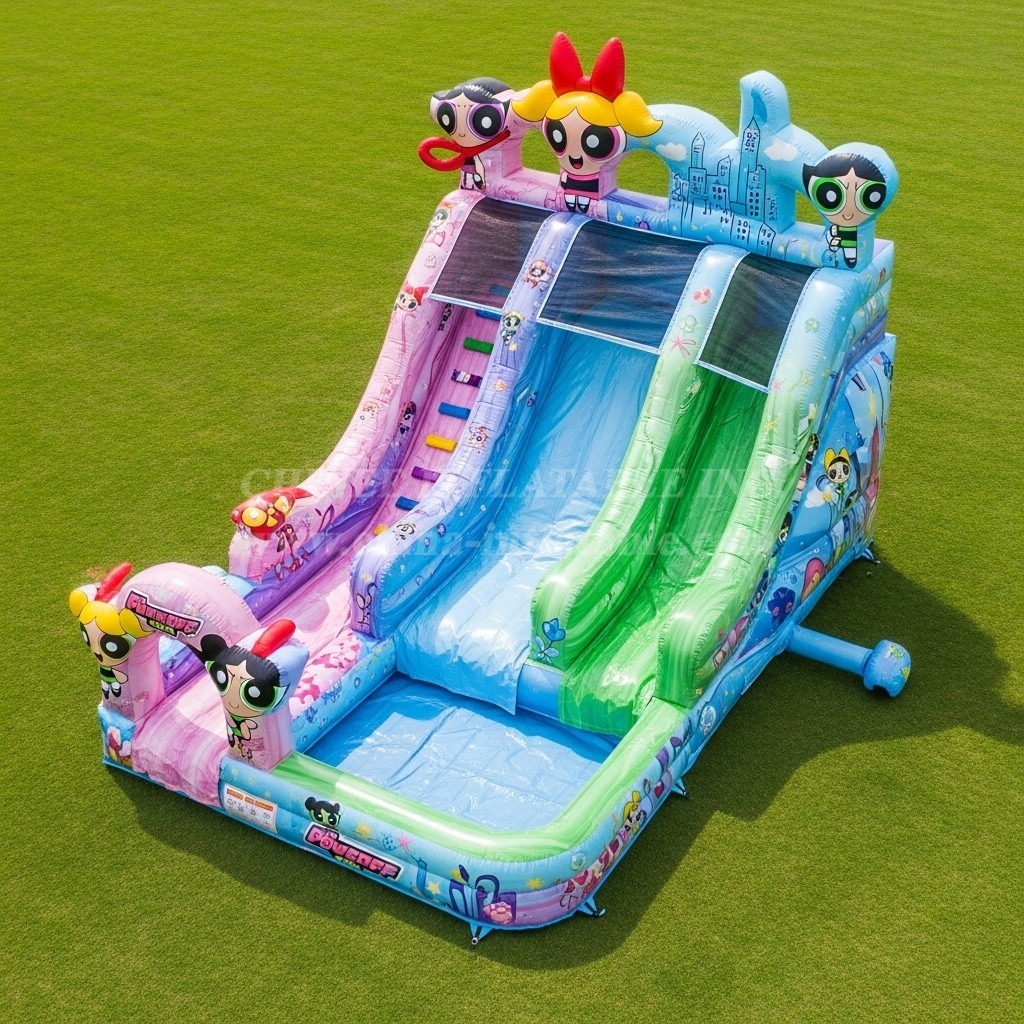 T8-7548 The Powerpuff Girls Theme Inflatable Water Slide