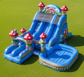 T8-7552 The Smurfs Theme Inflatable Water Slide