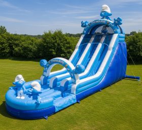 T8-7557 The Smurfs Theme Inflatable Water Slide
