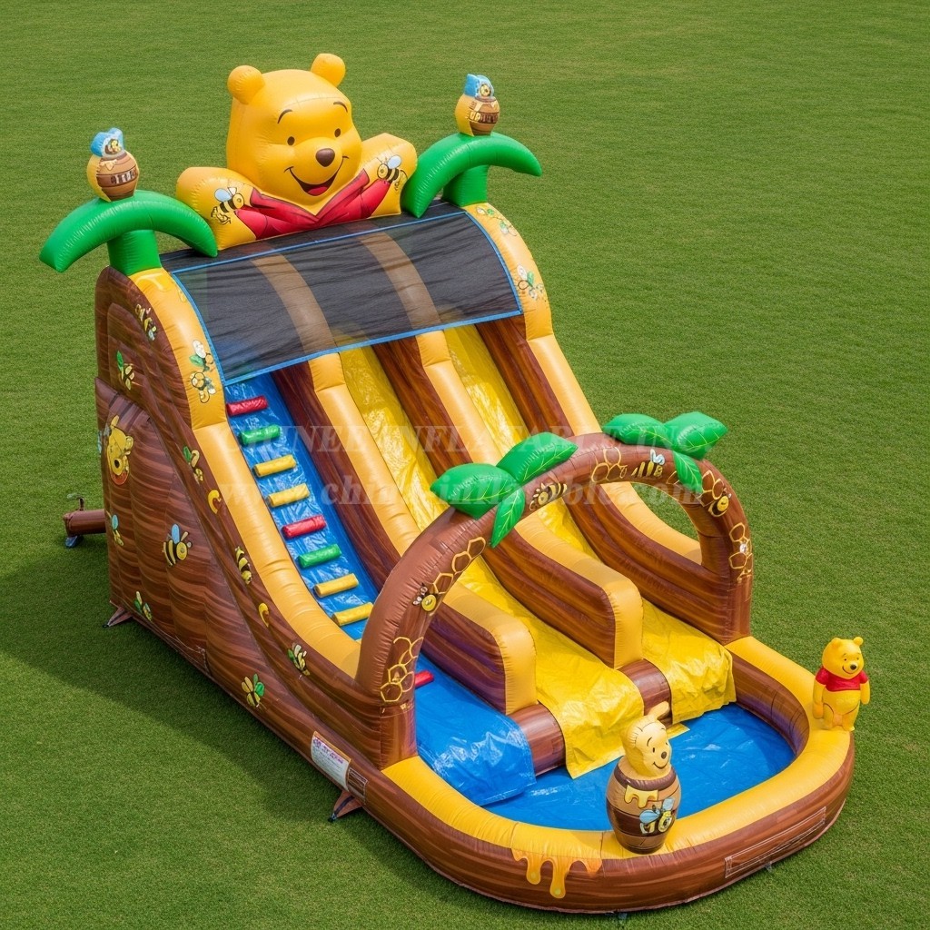 T8-7603 Winnie the Pooh Theme Inflatable Water Slide