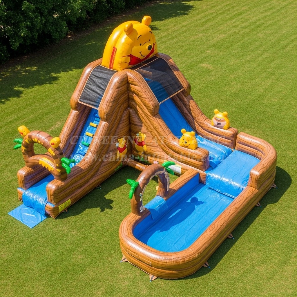 T8-7604 Winnie the Pooh Theme Inflatable Water Slide