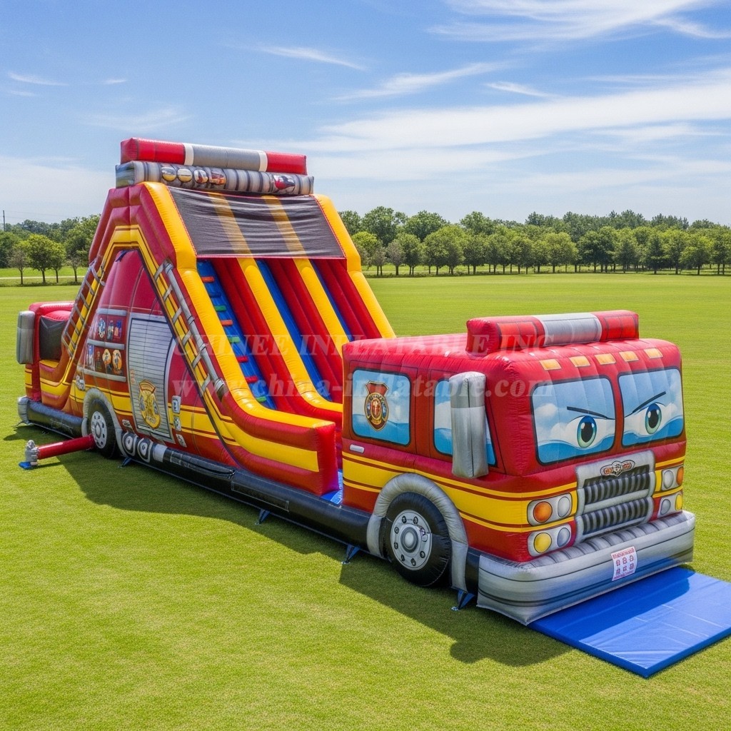 T8-7765 Firetruck Theme Inflatable Slide