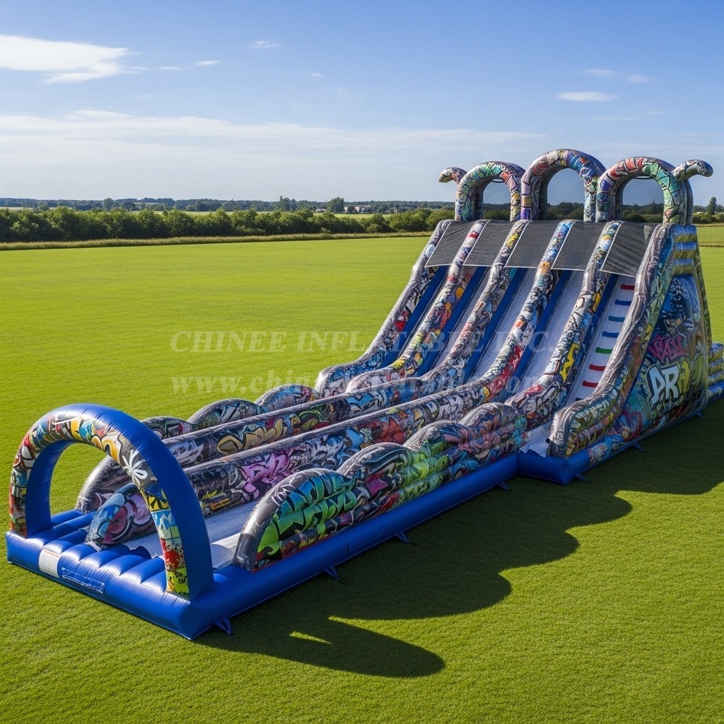 T8-7771 Graffiti Theme Inflatable Slide