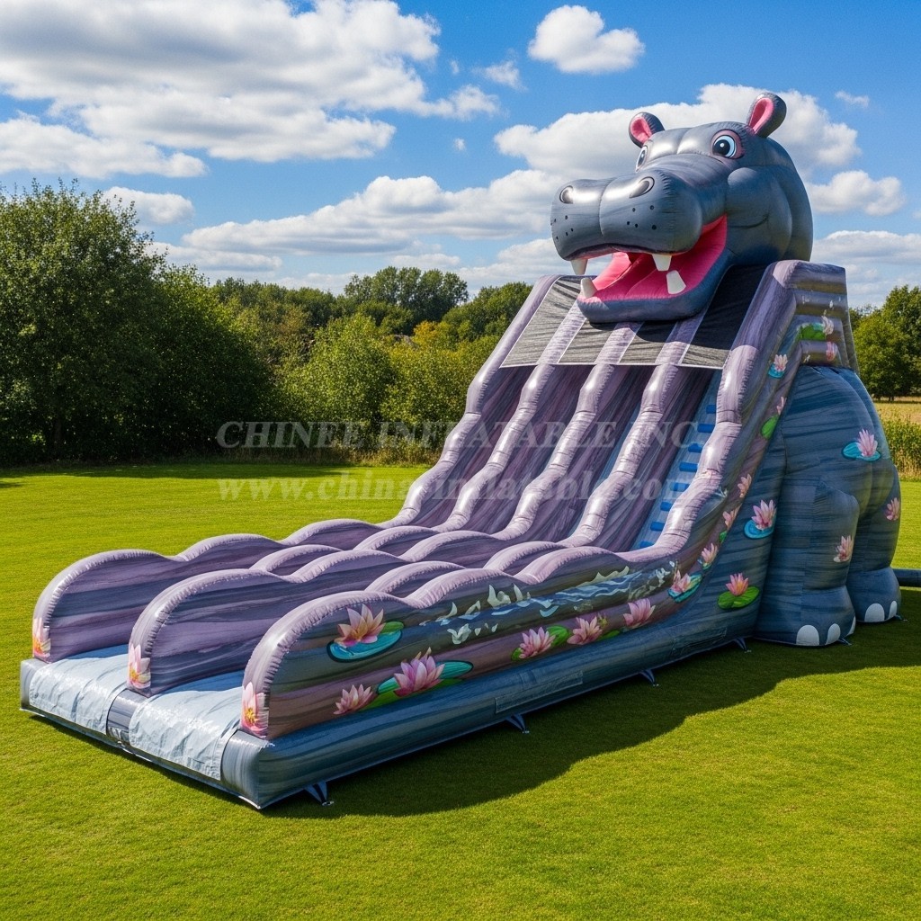 T8-7774 Hippo Theme Inflatable Slide
