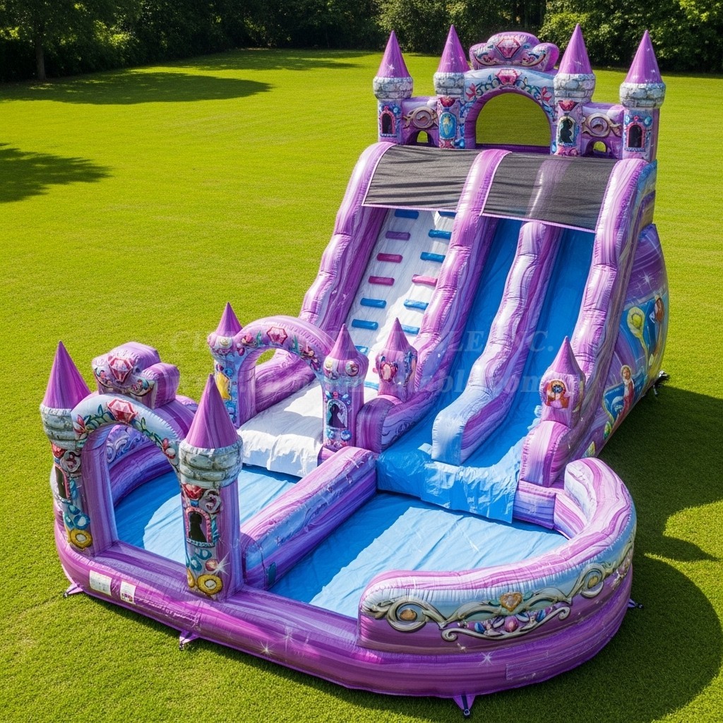 T8-8771 Princess Castle Theme Inflatable Water Slide