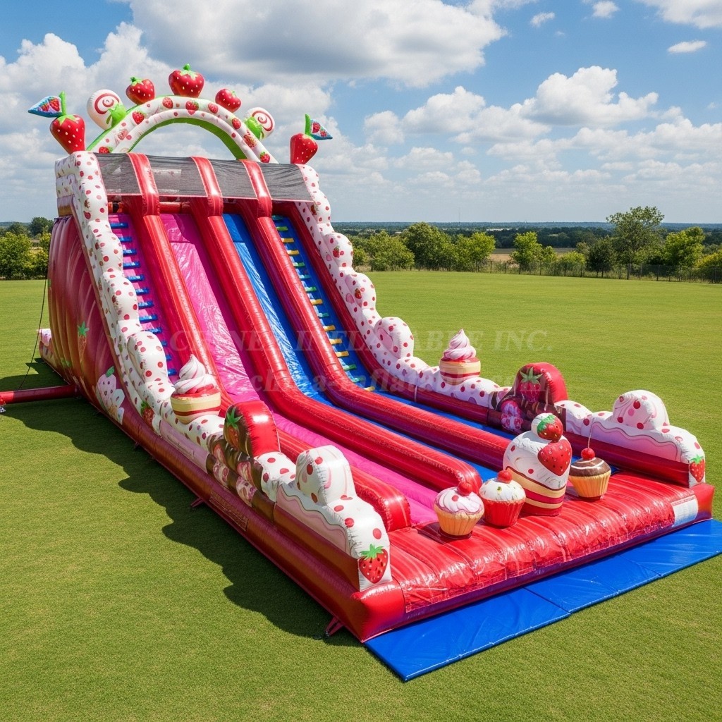 T8-8836 Strawberry Shortcake Theme Inflatable Slide